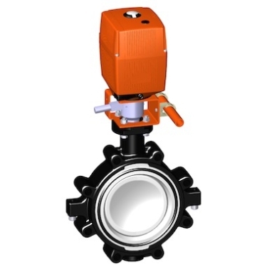 電動塑料閥門 +GF+電動蝶閥 141型凸耳式蝶閥，100-230V